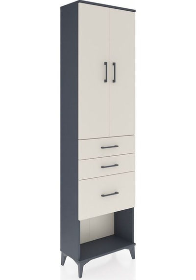 Arges Dolap 2 Raflı 3 Çekmeceli Tek Askılı 60x30x221 Antrasit... Antrasit