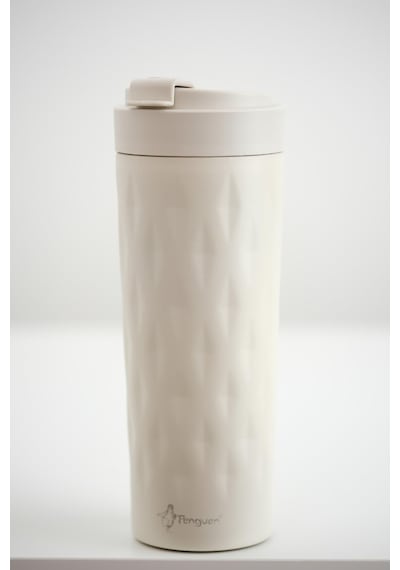 Png-1167 500ml Flip Kapak Desenli Çelik Mug 6 Saat Sıcak 12 Saat Soğuk Sızdırmaz & Bpa Free Krem