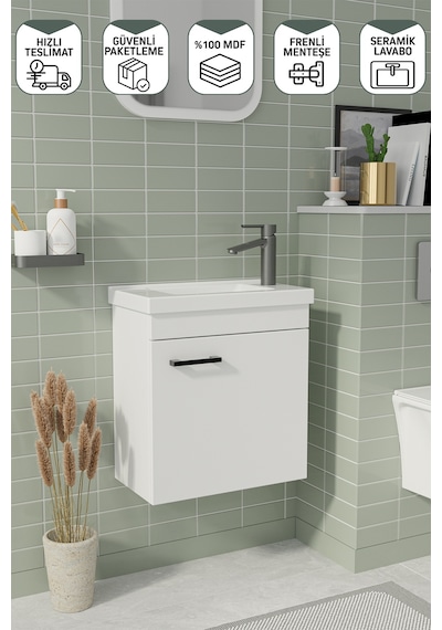 Biani Fix Nova 50 Cm Alt Banyo Dolabı Renk Mat Beyaz