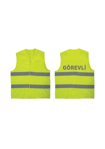 Görevli Yazılı Sarı Renk Reflektörlü Ikaz Yeleği X 3 Adet Çok Renkli