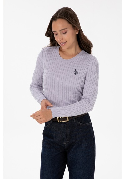 U.S. Polo Assn. Kadın Mor Bisiklet Yaka Basic Kazak 50313626-VR245