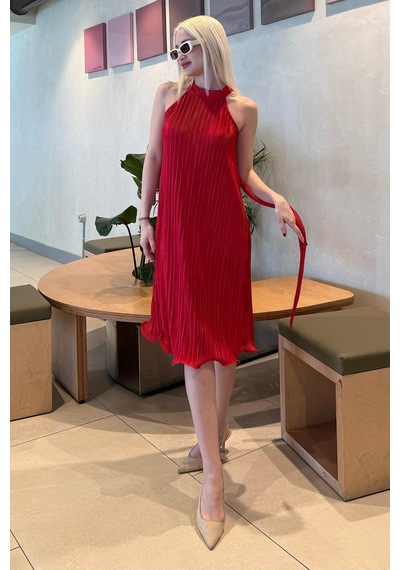 Madmext Kırmızı Halter Yaka Kadın Elbise Mg2351 Kırmızı