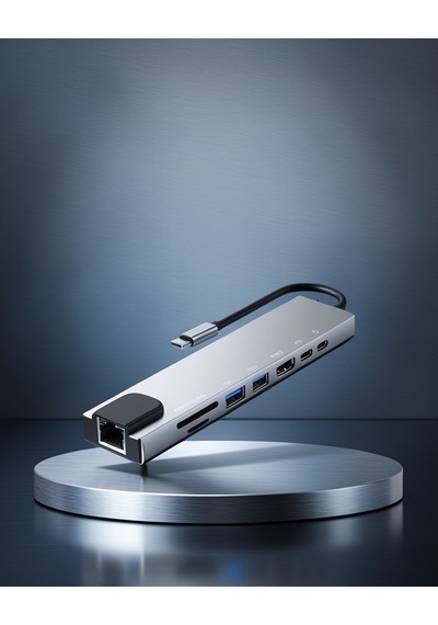 8 Portlu Type-c Hub Sd Tf Usb Ethernet Çoğaltıcı Uczzzz Apple MacBook Uyumlu çeviriciiiiiii1
