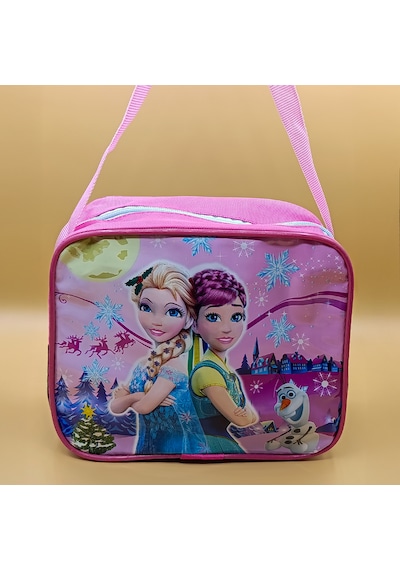 Frozen Temalı Pembe Beslenme Çantası Omuz Askılı Fermuarlı