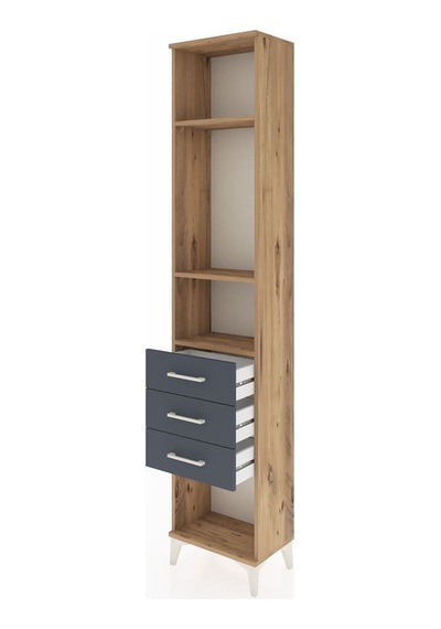 Arges Dolap 3 Raflı 3 Çekmeceli 44x30x221 Çam-antrasit Çam
