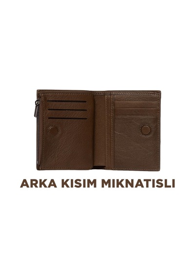 Grande Gerçek Deri Unisex Cüzdan Hakiki Deri Küçük Boy Kahve