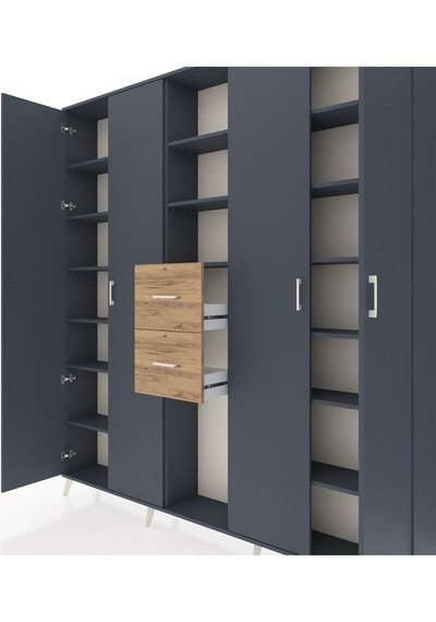 Arges Dolap 15 Raflı 2 Çekmeceli 4 Kapaklı 220x30x243 Antrasit-antrasit/çam Antrasıt/atlas Çam Arges Dolap 15 Raflı 2 Çekmeceli 4 Kapaklı 220x30x243 Antrasit-antrasit/çam Antrasıt/atlas Çam