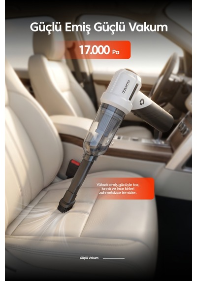 Dossimo Nitro X2 Kablosuz Araç İçi Süpürge Katlanabilir Çok Amaçlı Güçlü Vakum Çanta  Siyah Gri