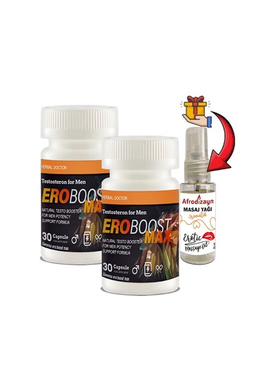 Ero Boost Max: 2 Adet Erkeklere Özel 30lu Destekleme + 30 Ml Afrodizayn Masaj Yağı