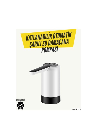 Muratech 8000mah Şarjlı Damacana Su Pompası Tek Tuşla Otomatik Su Alımı 40-80 Sn Dolum 14741 Renkli Renkli