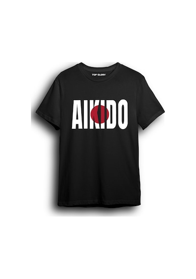 Top Glory Aikido Tişört Özel Tasarım Aikido T-shirt Aw1006 Siyah