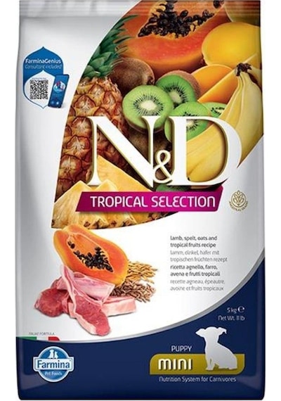 N&D Tropical Selection Kuzu Etli ve Tropikal Meyveli Mini Irk Yavru Köpek Maması 5 KG