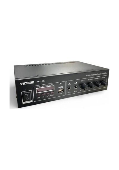Rose Fr-100u 80 Watt Trafolu Mağaza Anfisi 2 Mikrofon Girişli Mp3, Bluetooth, Kumandalı