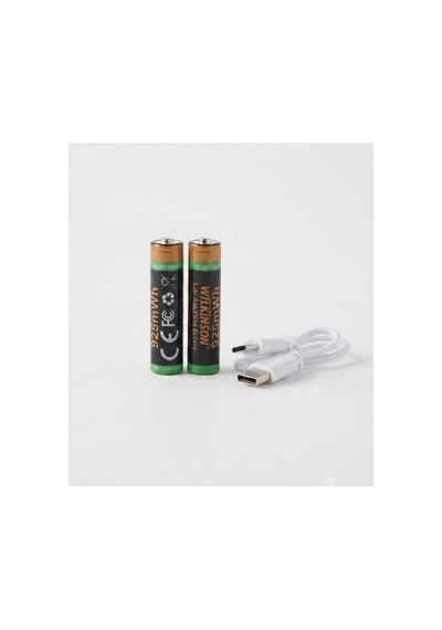 Şarjlı İnce Pil 1.5v Aaa Şarj Edilebilir Lityum Pil 925mwh Usb-c Girişli, 2 Li Paket Şarj Kablolu