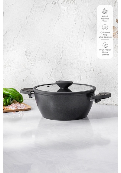 Emsan Diamente Derin Tencere 24 Cm Siyah