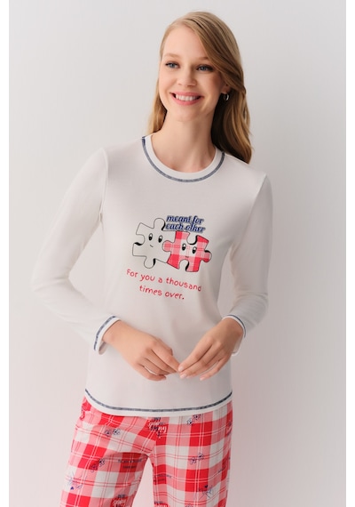 Suwen Friends Pijama Takımı Sh262346601114 Kırmızı