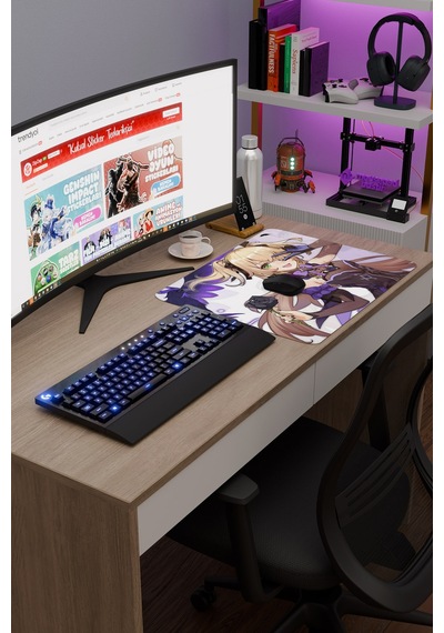 Fischl Genshin Impact Anime Gacha V5 - 48x40 Xl Gaming Mouse Pad Fare Altlığı