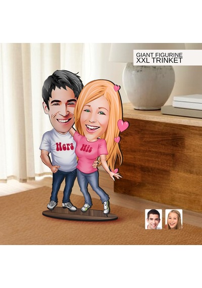 Bk Gift Kişiye Özel Sevgililer Karikatürlü Büyük Boy Ahşap Biblo-5 Arkadaşa Hediye , Sevgiliye Hediye, Kişiye Özel Biblolar Kobitmeyen137574 Bk Gift