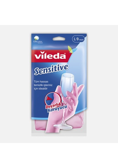 Vileda Candy Pink Sensitive Pamuklu Tek Large Temizlik Eldiveni Pembe