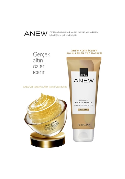 Anew Altın İçeren Cilt Tazeleyici Gece Kremi Ve Soyulabilen Yüz Maskesi Paketi