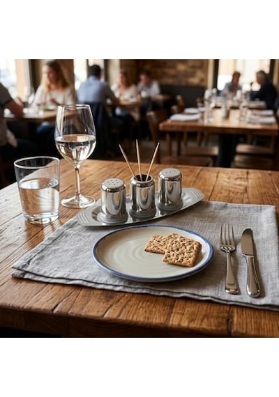 Paslanmaz Çelik Tuzluk Biberlik Ve Kürdanlık Seti Tepsili 3 Lü Masa Üstü Baharatlık Seti Restoran, Kafe Ve Ev Kullanımı İçin Modern Baharat Organizeri Acı Kahverengi