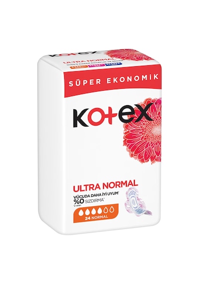 Kotex Ultra Normal Hijyenik Ped 24'lü Süper Ekonomik Paket, Gün Boyu Konfor Ve Koruma