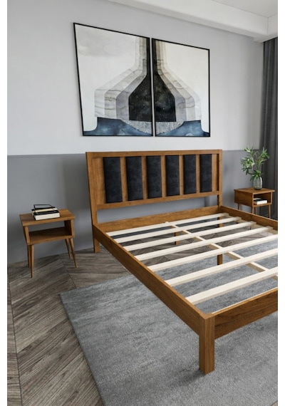 Renazzo Ori On Siyah Puf Başlıklı Masif Ahşap Karyola Ceviz 90x190 Ceviz - 90 X 190 Renazzo Ori On Siyah Puf Başlıklı Masif Ahşap Karyola Ceviz 90x190 Ceviz - 90 X 190