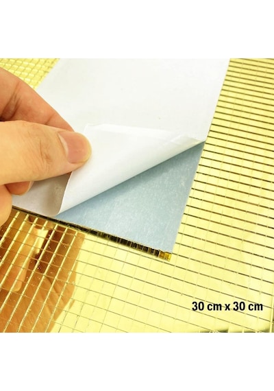 River World Gold 30 Cm X 30 Cm Lik Kendinden Yapışkanlı Cam Mozaşk Kare Aynalı Dekor Panel