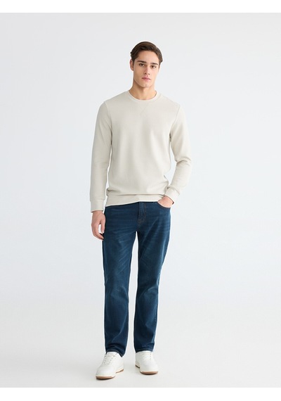 Lcwaıkıkı Classic Bej Bisiklet Yaka Erkek Sweatshirt