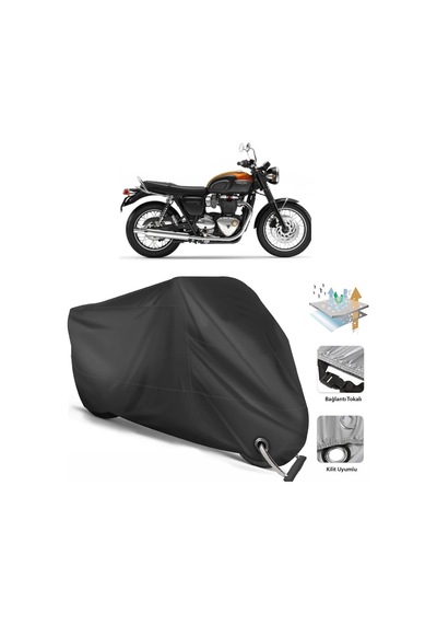 Triumph Bonneville Motor Branda (Bağlantı, Kilit Uyumlu)-Siyah (457275347)
