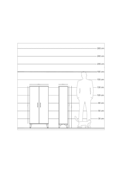 Arges Dolap 2 Raflı 2 Kapaklı 60x30x134 Çam-çam Çam