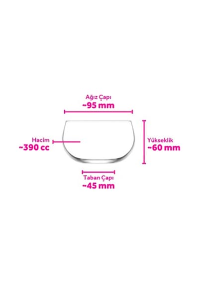 Lav Cleo Cam Çorba Kasesi 3'lü Küçük Boy 390 ml (Salata/Meze/Kahvaltı Kasesi )