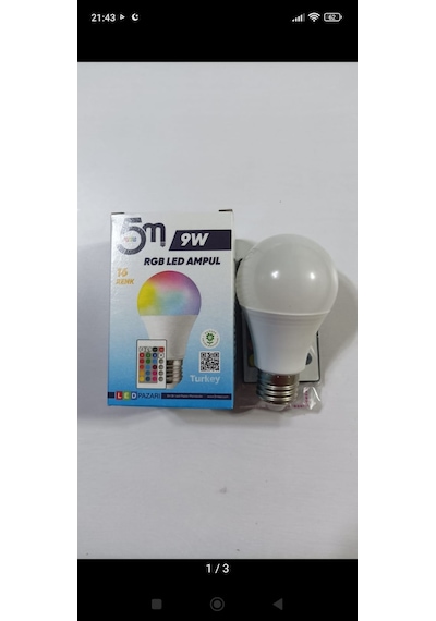 9 Watt Rgb Led Ampul Kumandalı Ve 16 Renk Mevcut