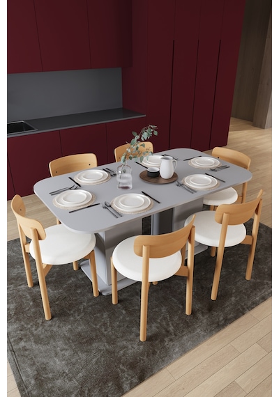 Modern Dolaplı 6 Kişilik Mutfak Yemek Masası Ve Sandalye %100 Mdf Mutfak Yemek Odası Masası Takımı Ymt06 Kül Gri Modern Dolaplı 6 Kişilik Mutfak Yemek Masası Ve Sandalye %100 Mdf Mutfak Yemek Odası Masası Takımı Ymt06 Kül Gri