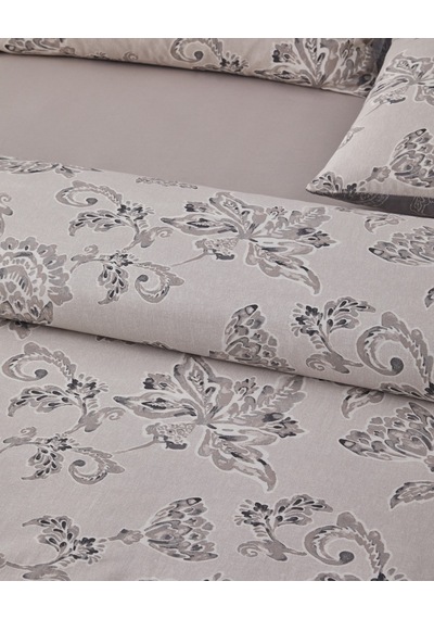 English Home Curioleaf Pamuk Tek Kişilik Çarşaflı Nevresim Takımı 160x220 Cm Bej Bej