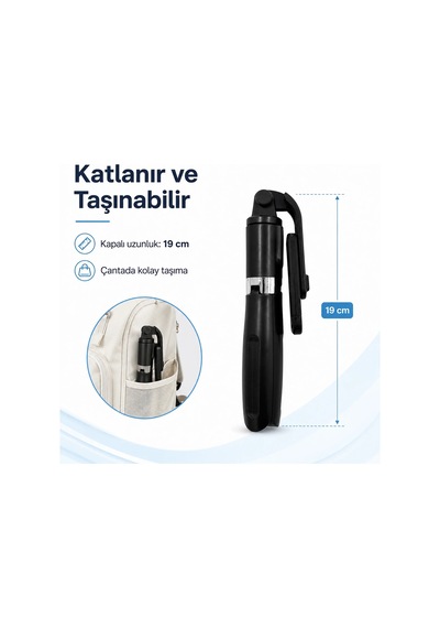 PELL L02 Bluetooth Kumandalı Tripod Selfie Çubuğu 100cm, 4 In 1 Kablosuz Monopod