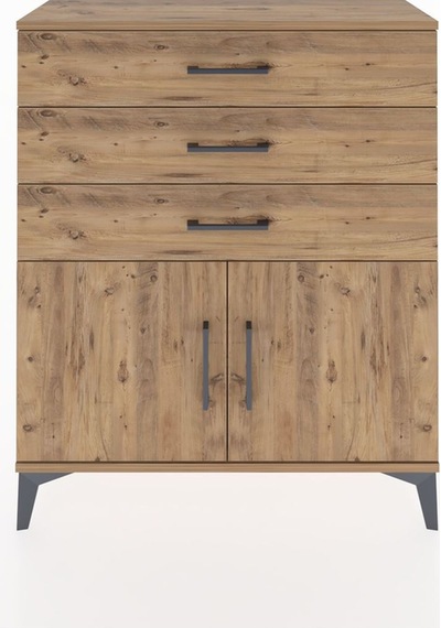 Arges Şifonyer Tek Raflı 3 Çekmeceli 2 Kapaklı 88x30x106 Çam-çam Çam