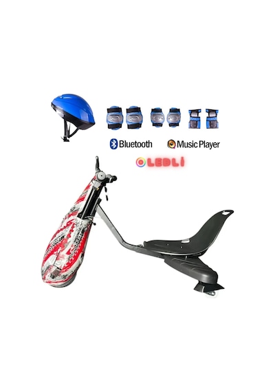 Citymate Drift Car Elektrikli Kaykay Bluetooth Dirift Kar Hoverboard Scooter Koruma Ekipmanı Hediye D17