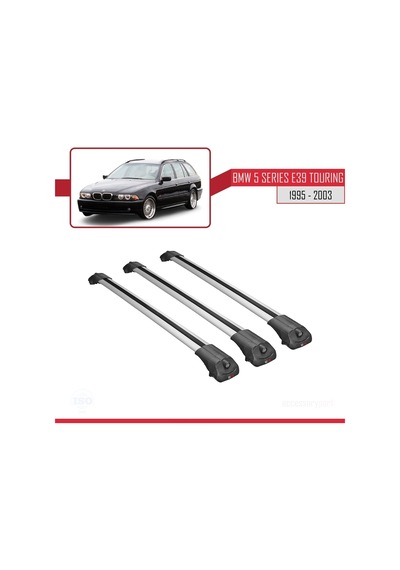 Bmw 5 Serisi E39 Tourıng 1995-2003 Arası İle Uyumlu Ace-1 Ara Atkı Tavan Barı Gri 3 Adet Bar