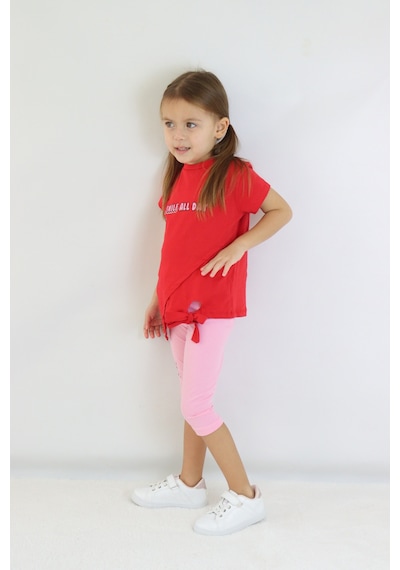 Harika Kids Kız Çocuk Kaprili Kısa Kollu Yazlık Basic Takım 2-5 Yaş 001