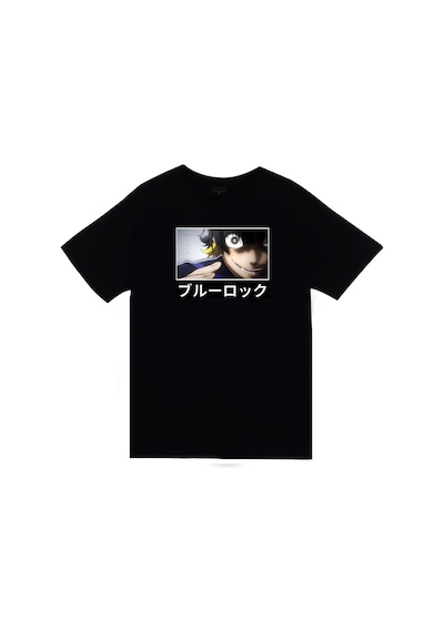 Stoned&Fame Blue Lock, Bachira Meguru Anime Baskılı Unisex %100 Pamuk Siyah T-shirt SIYAH