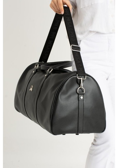 Baginn Seyehat Spor Çantası 38 Lt Kabin Boy Valiz 48 35 Cm El Valizi Vegan Deri Unisex 48 35 Cm Suni Deri Siyah