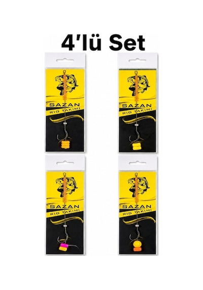 Hazır Yüzen Sazan Rig Takımı 4 Lü Set Mix
