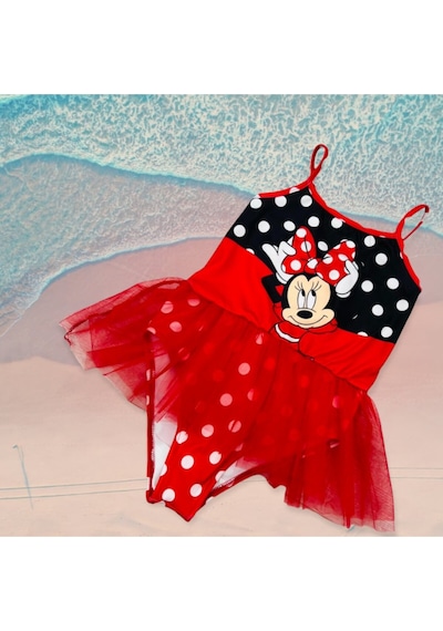 Lolliboomkids Kız Çocuk Puantiye Mickey Balerin Tütü Mayo Kırmızı