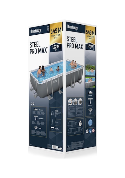 Bestway Steel Pro Max Gölgelikli Prefabrik Dikdörtgen Havuz Seti 5,49 M X 2,74 M X 1,22 M 56465 Bw590