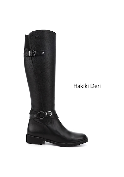 Gönderi(R) Gönderi R Kadın Siyah Floter Fermuarlı Kauçuk Taban Hakiki Deri Çizme Dkzc61363564 Siyah Floter
