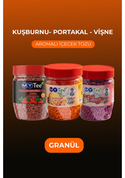 Mytee 3'lü Portakal - Kuşburnu - Vişne Aromalı Granül İçecek Tozu 3 X 250gr 750 G