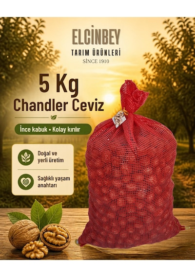 Elçinbey Tarım Ürünleri Yerli Üretim Chandler Ceviz 3 Kg İnce Kabuklu - Kolay Kırılır 5 KG