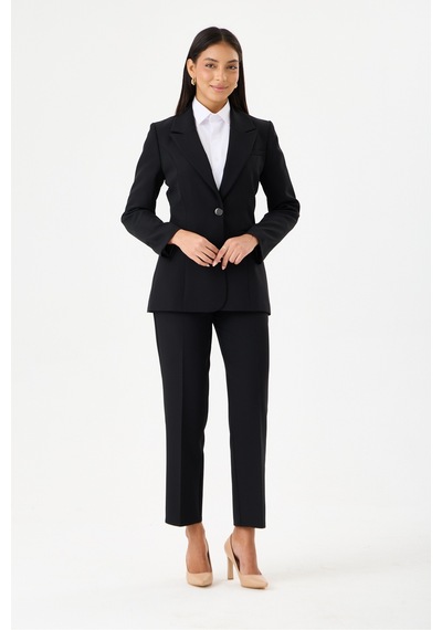 Velnara Moda Siyah Mülakat Klasik Kadın Takım Ebise -tek Düğme Ceket & Dar Paça Pantolon Siyah - 918605984 Siyah Velnara Moda Siyah Mülakat Klasik Kadın Takım Ebise -tek Düğme Ceket & Dar Paça Pantolon Siyah - 918605984 Siyah