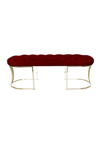 VİEGO GOLD BORDO-Kapitoneli Model Puf&Bench&Koltuk-Oturak-Uzun Makyaj Puff-Yatak Odası Ucu&Önü